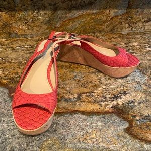 Via Spiga coral python slingbacks